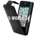 Kožený obal iPhone 4 - Flip čierna