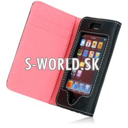 Kožený obal iPhone 4 - Wallet ružová