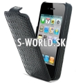 Kožený obal iPhone 4 - Croco čierna