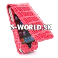 Kožený obal iPhone 4 - Croco Flip ružová