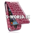 Kožený obal iPhone 4 - Croco Flip fialová