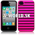 Zadný kryt iPhone 4 - Striped - ružová