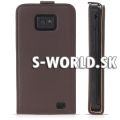 Kožený obal Samsung Galaxy S II - Luxury Flip kávová