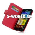 Kožený obal Samsung Galaxy Note - Wallet tmavo-ružová