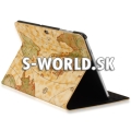 Kožený obal Samsung Galaxy Tab 10.1 - World Map svetlo-hnedá