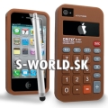 Silikónový obal iPhone 4 - Calculator hnedá