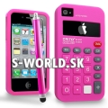 Silikónový obal iPhone 4 - Calculator tmavo-ružová