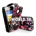 Kožený obal Samsung Galaxy Ace - Flip Butterfly čierna